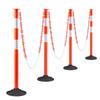 4 Pack Traffic Delineator Posts, 871 Mm Traffic Safety Cones with Weighted Base, Reflective Strips and Chain, Heavy Duty Delineator Posts for