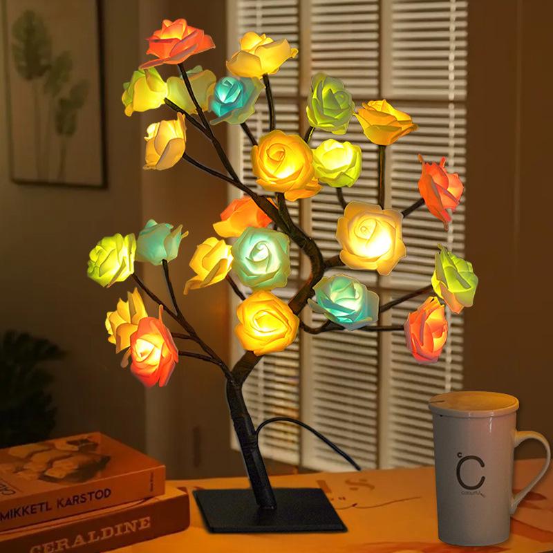 USB Remote Control LED Rose Tree Night Light for Bedroom - Perfect As a Birthday Gift.