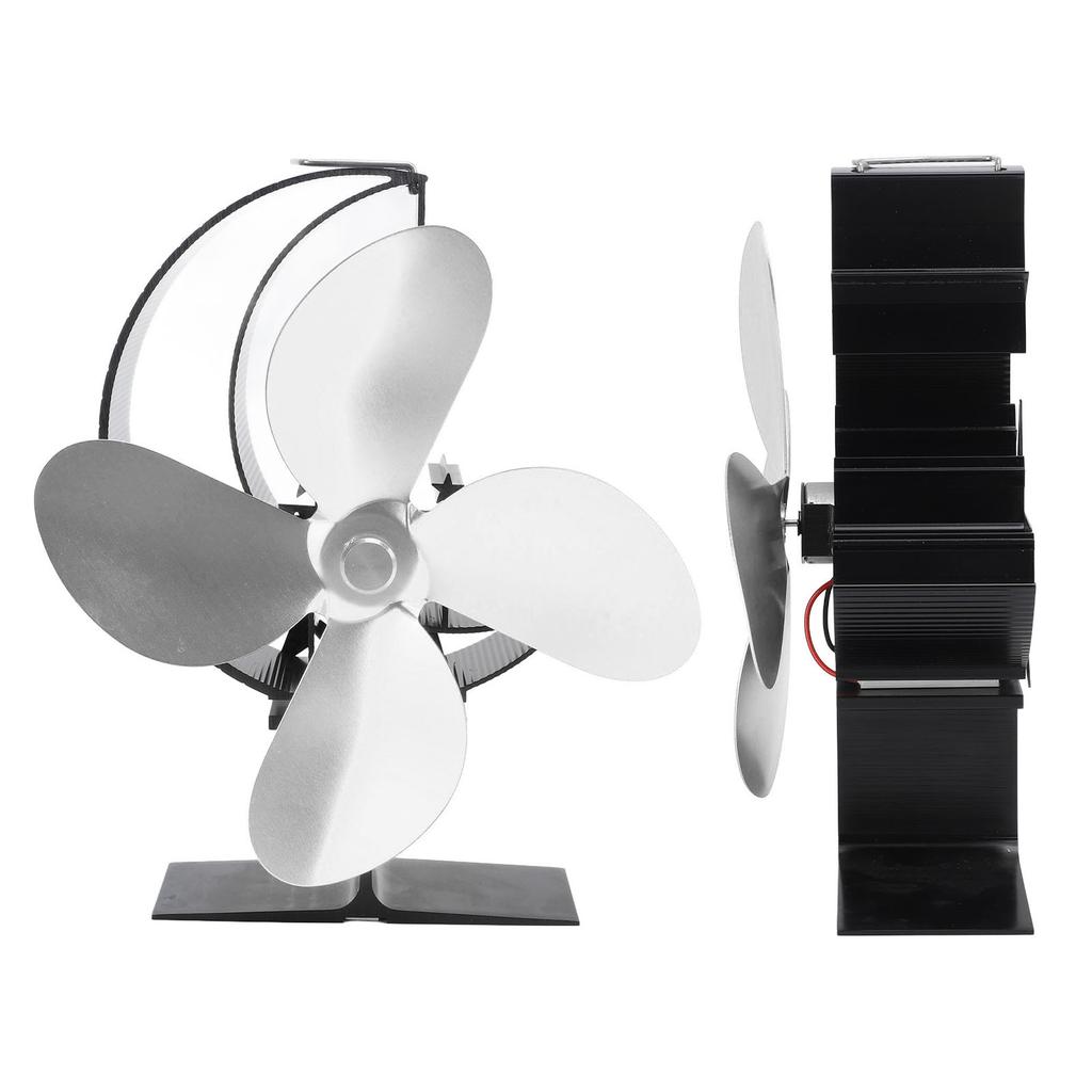 Wood Stove Fan 4 Blades Fireplace Fan Heat Powered Fast Warm Circulation Moon Star Pattern Termal