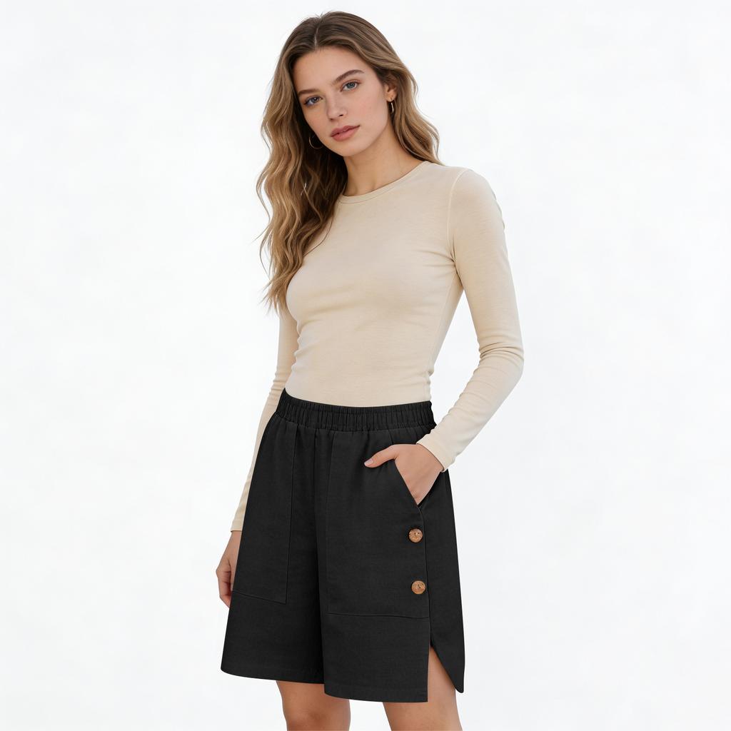 Damen Freizeithose, locker geschnitten, einfarbig, mit Taschen