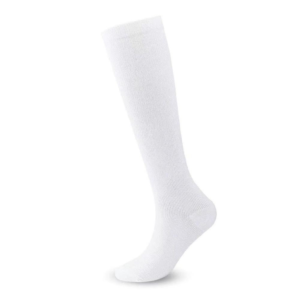 Elastic Compression Running Socks - Solid Color, Shock Absorption, Mid-Length for Sports, Basketball, Marathon