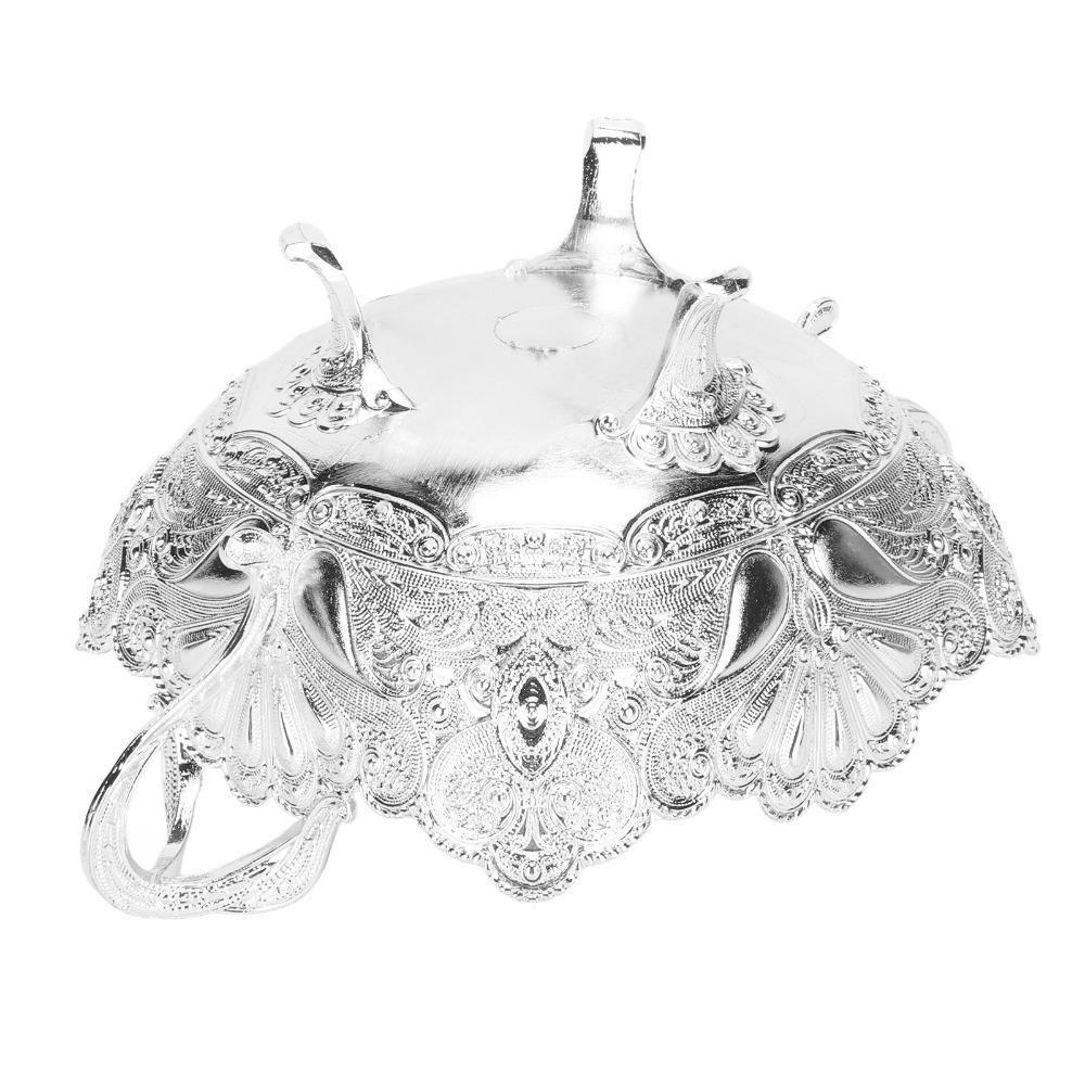 Peacock Alloy Serving Bowl Silver Quadrate Fruit Bowl Kitchen Countertops