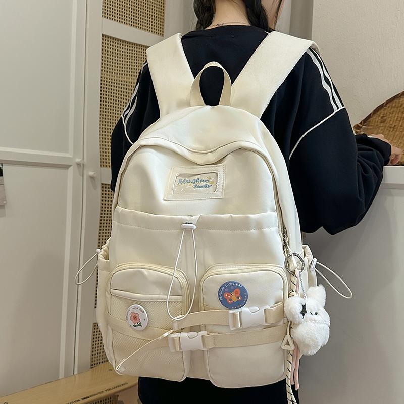 Junior High School Student Schoolbag Color Block Women's Large Capacity Backpack