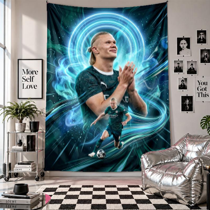 Erling Haaland Nástěnná tapiserie Domácí dekorace Závěsná látka na stěnu pro ložnici Obývací pokoj Pozadí