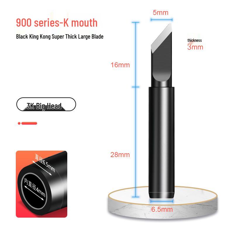 Black Gold Steel 936 Universal Soldering Iron Tip for 937 Stations: Pointed, Horseshoe, Knife Head Styles.