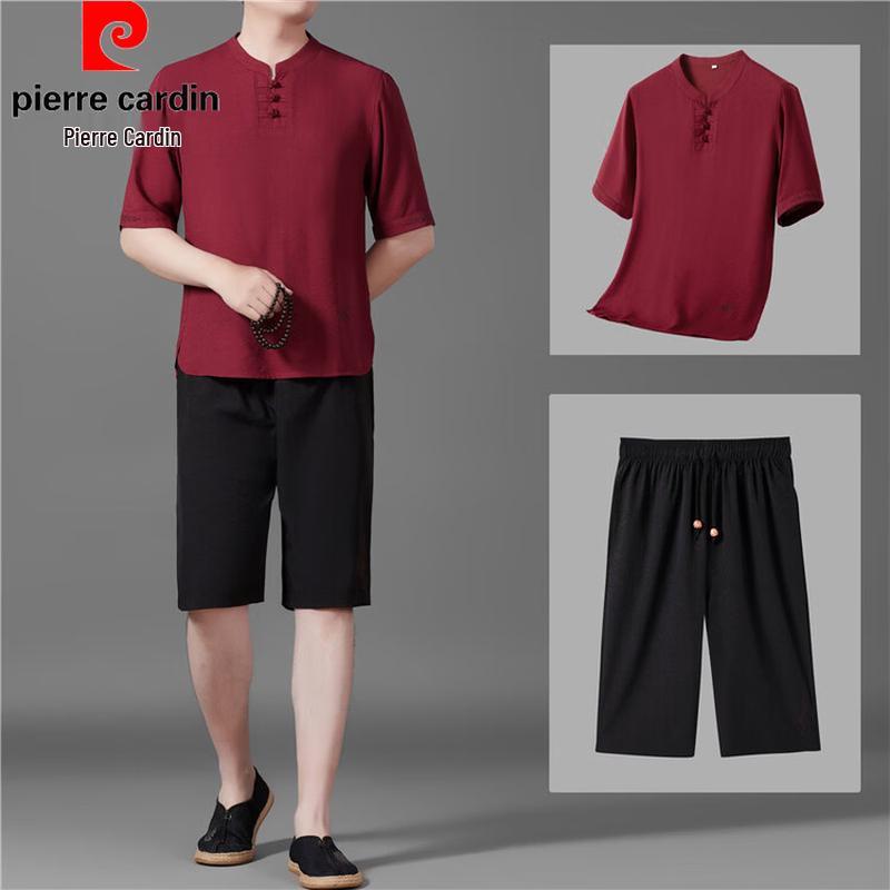 Pierre Cardin Men's Summer Linen Blend Chinese Style Tang Suit Top