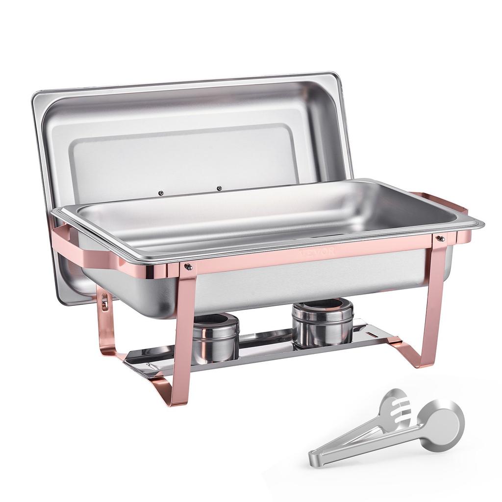 VEVOR Chafing Dish Buffet Set, 8 Qt 2 Pack, Stainless Steel Chafer with 2 Full Size Pans