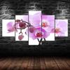 Rosa Orchideenblüte Weißer Hintergrund 5-teilig Fünf-Panel Wand Leinwanddruck Modernes Kunstposter Bild Heimdekoration Geschenk für Ihn Für Sie