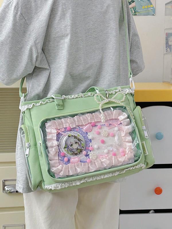 Süße Schleife Transparente Crossbody-Tasche - Große Kapazität JK Süßes Mädchen Abzeichen Tasche