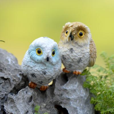 Estatueta Mini Coruja Resina Pintada à Mão Ornamento Coruja Miniatura Animal para DIY Micro Paisagem Bonsai Jardim de Fadas Decoração