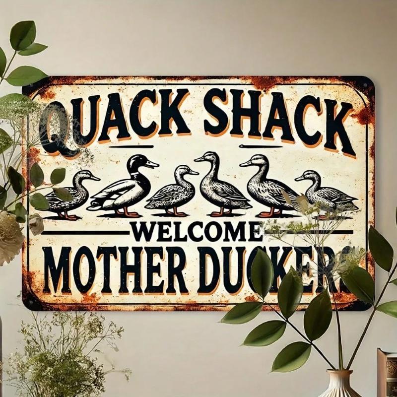 Vintage Duck Tin Sign Farmhouse Wall Decor Rustic Metal Art 8x12 Inch