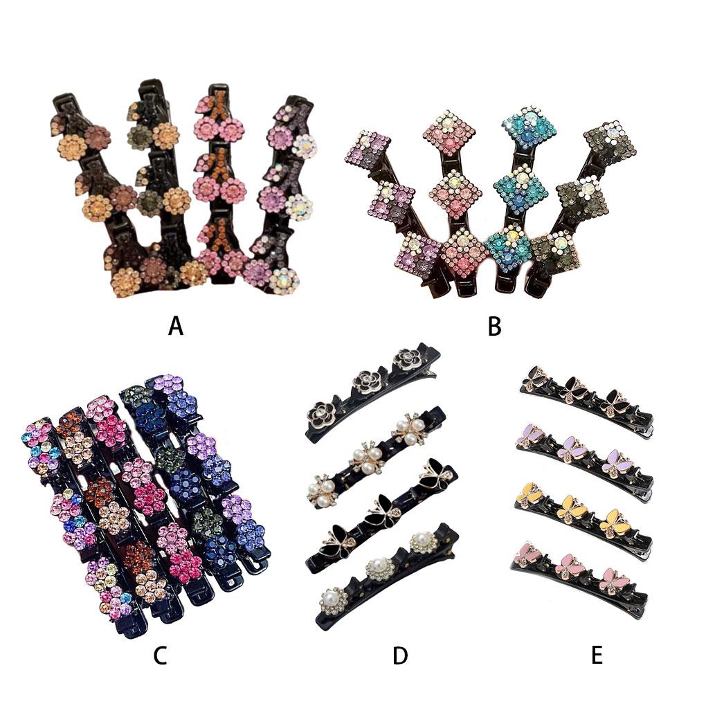 4pack/lot Fashionable Womens Broken Hair Clip Crystal Stone Decoration Anti Slip Hair Clip Side Clip
