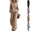 Women's Leopard Print Long Sleeve Slim Fit Sweatshirt and Retro Casual Pants 2 Piece Matching Set