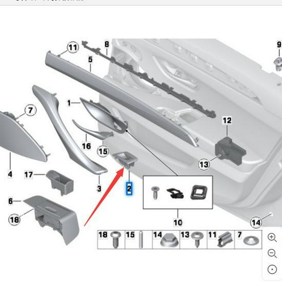 51422452413: Gray Rear Left Window Lift Switch for BMW 5 Series F18.