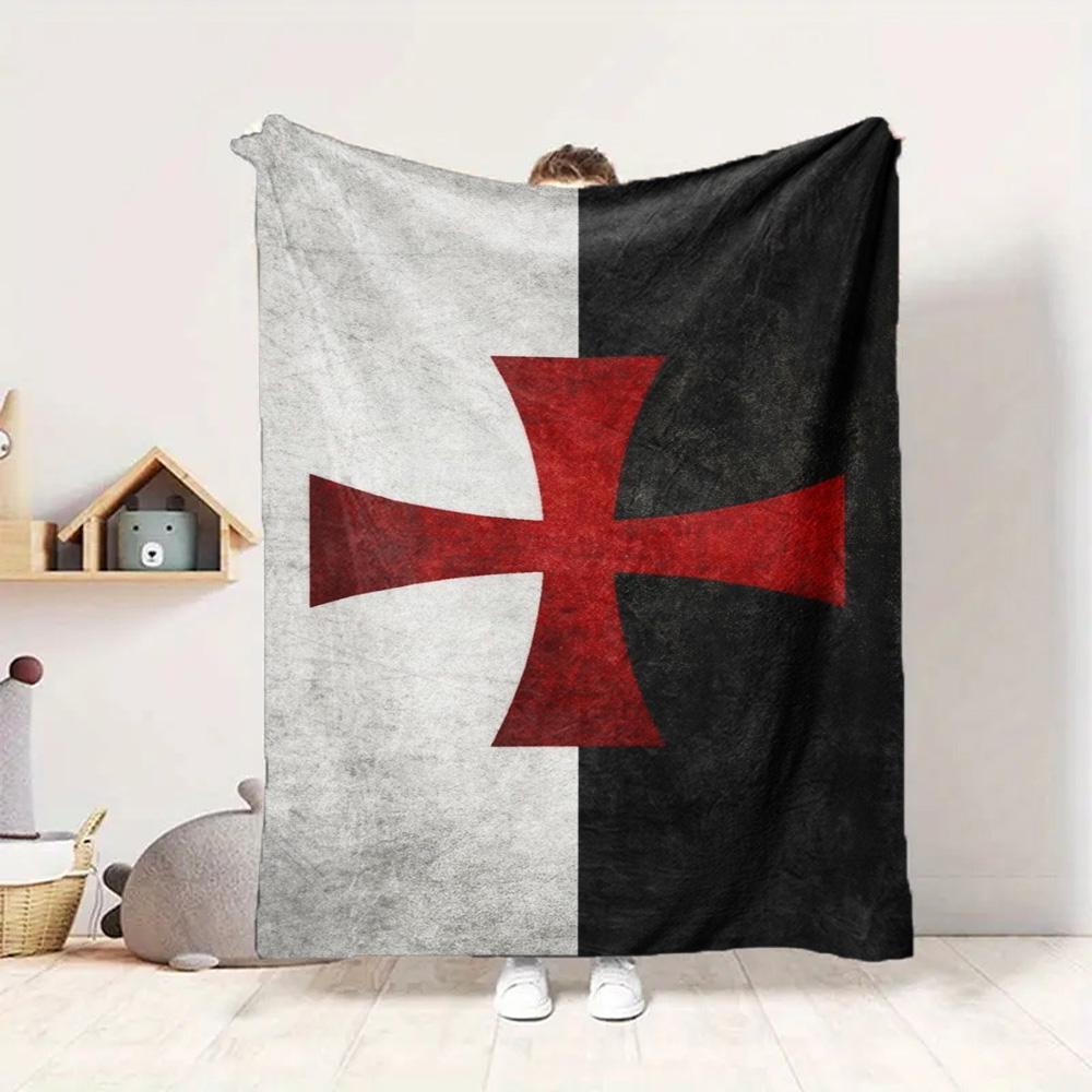 Knightly Cross Flannel Blanket Throw Blanket Soft Warm Sofa Bed Camping Car home Decor Unique Christmas Gift C930295