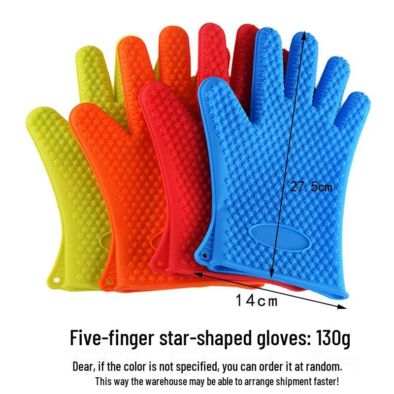 Heart-Shaped Heat-Resistant Silicone Kitchen Gloves - Non-Slip, Waterproof for Baking, BBQ, Grilling, and Microwave.