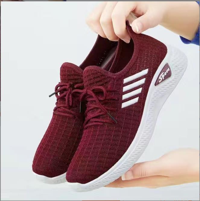 Fashion Woman Mom Shoes Mesh Low-Top Running Student Shoes Trendy Shoes New Fly-Knit Sneakers Spring and Summer Soft Bottom Casualshoes