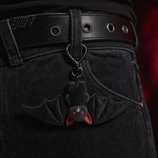 Portachiavi Pipistrello Peluche 1/2/3 Pezzi Ciondolo, Portachiavi con Fibbia a Molla in Lega Nera, Accessorio Stile Goth a Doppio Strato Portali Ali, Occhi Rossi Leggero