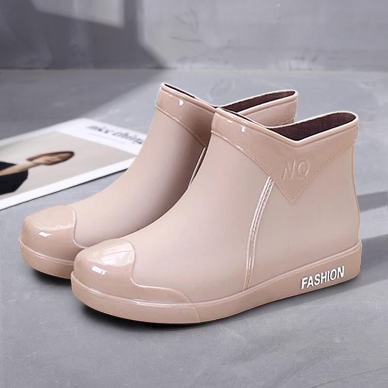 

Winter Warm Fur Black Beige Purple Rain Boots Lady s s Fashion Non Slip Waterproof Short Tube Shoes Adult Rain Boots Velvet Rain 35EU/CN36 бежевый