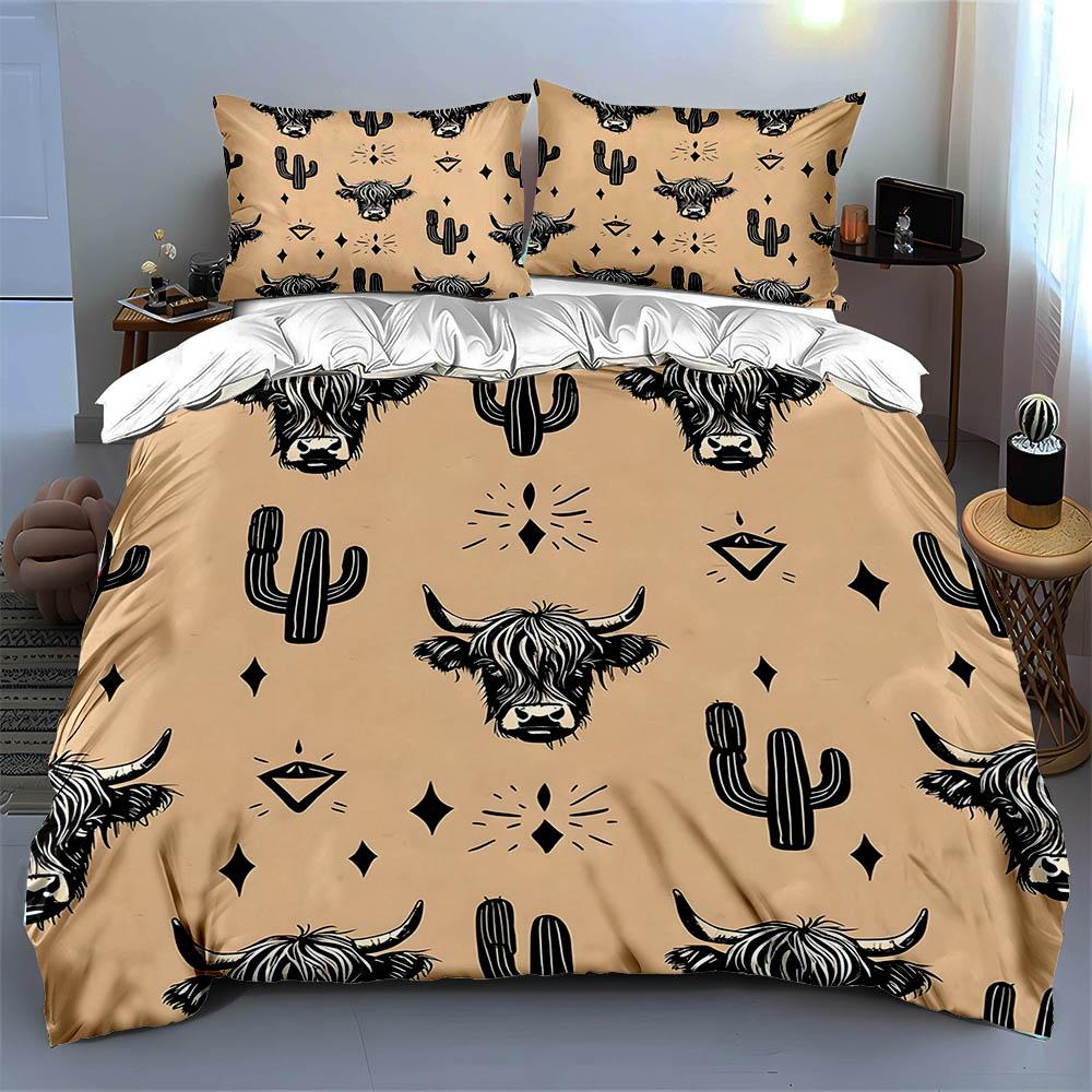 Cactus cow skulls Bedding Duvet cover sets Duvet covers Pillowcases gifts (1 * Duvet Cover 2 * Pillowcases, without duvet insert)