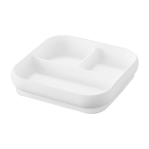 Yamazaki Tower Silicone Baby Food Tray with Suction Cups, White, W18 X D18 X H4.1cm, Dishwasher, Microwave, and Freezer Safe, Non-Tip, Easy To Scoop,