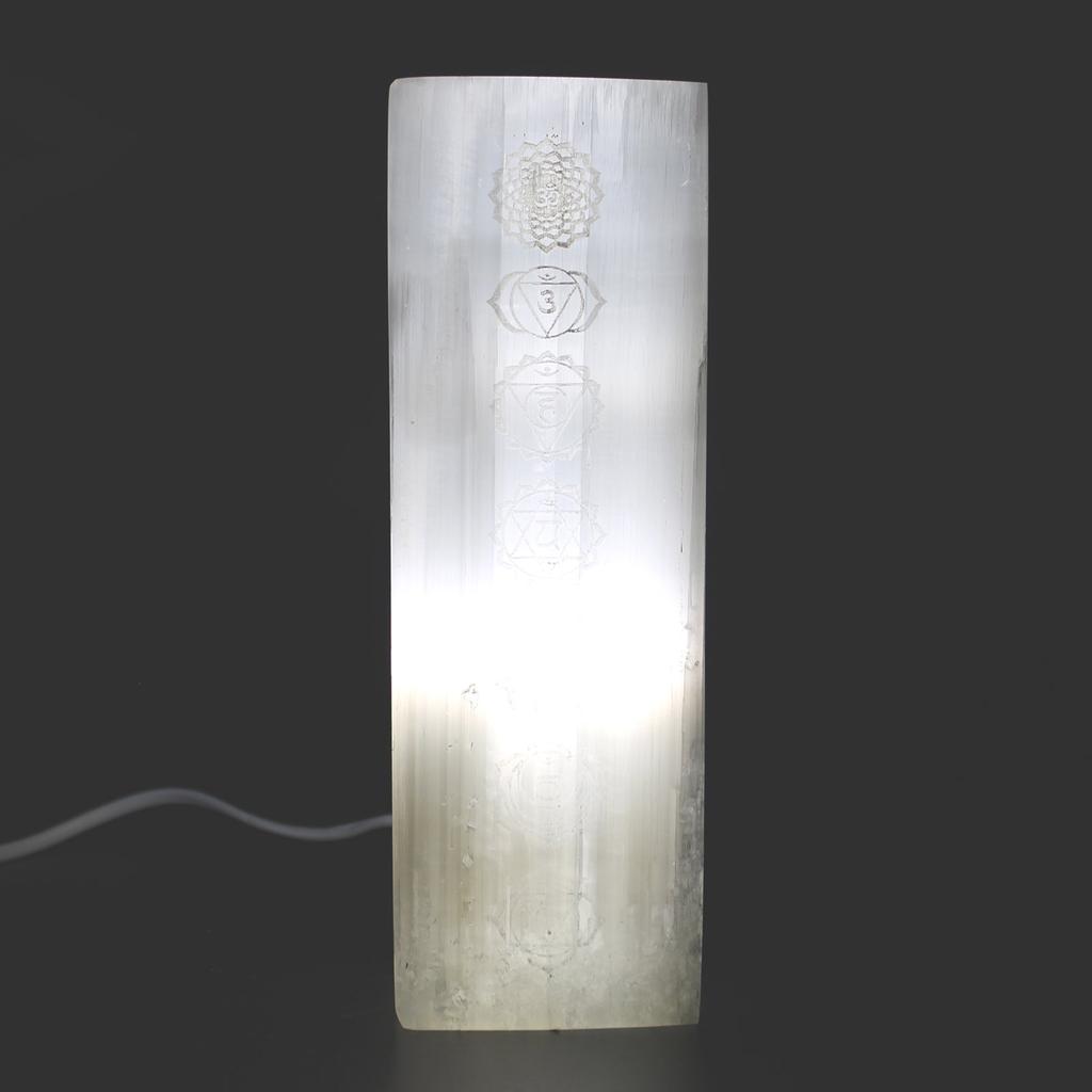 Selenite Chakra Block Lamp 25cm