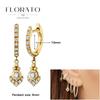Evil Eye 925 Silver Ear Needle Exquisite Shell Zircon Retro Geometric Pendant Earrings for Women Fashion Party Jewelry