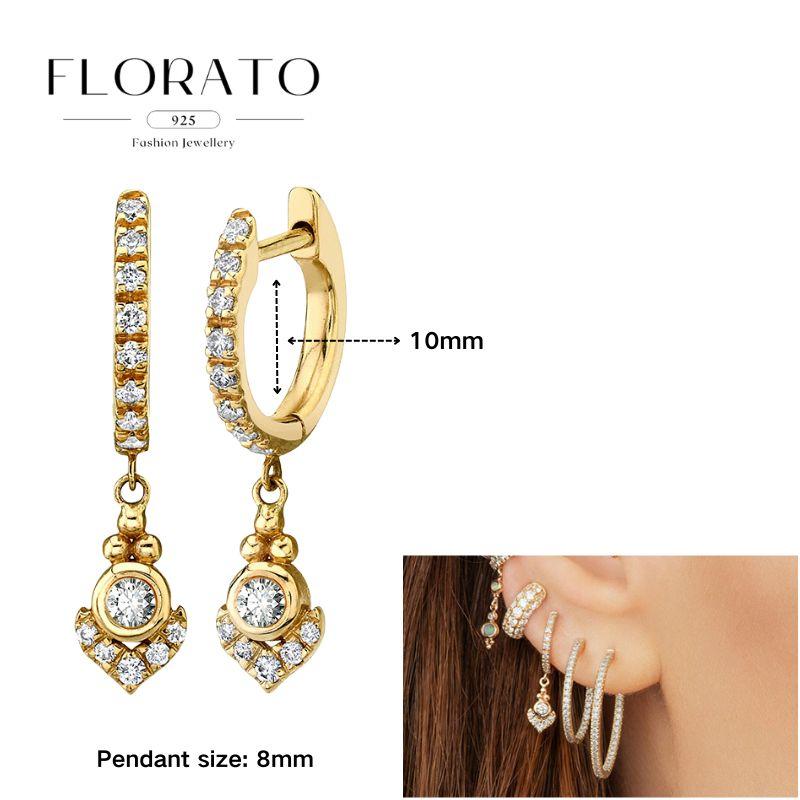 Evil Eye 925 Silver Ear Needle Exquisite Shell Zircon Retro Geometric Pendant Earrings for Women Fashion Party Jewelry