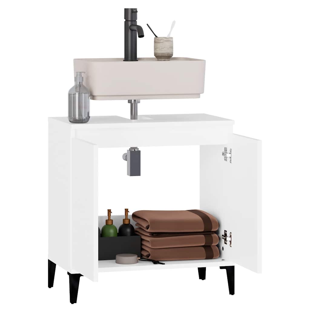 White Bathroom Vanity Cabinet 58 X 33 X 60 Cm Engineered Wood