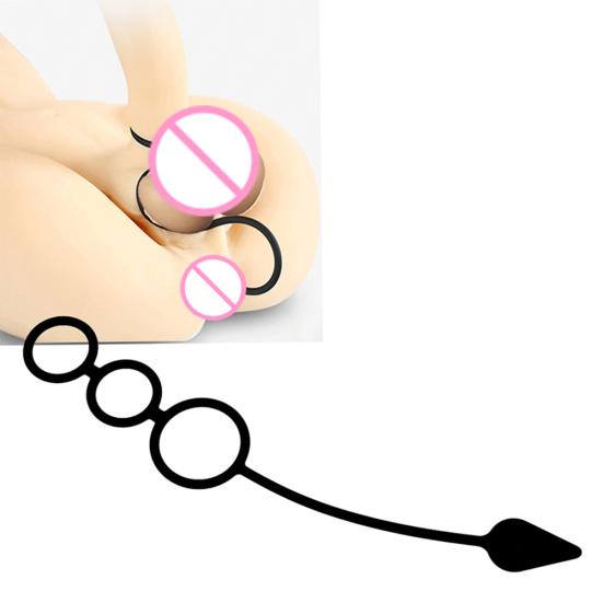 Men Time Delay Three Ring Cock Penis Lock Anal Butt Plug Prostate Massager Sex Toys