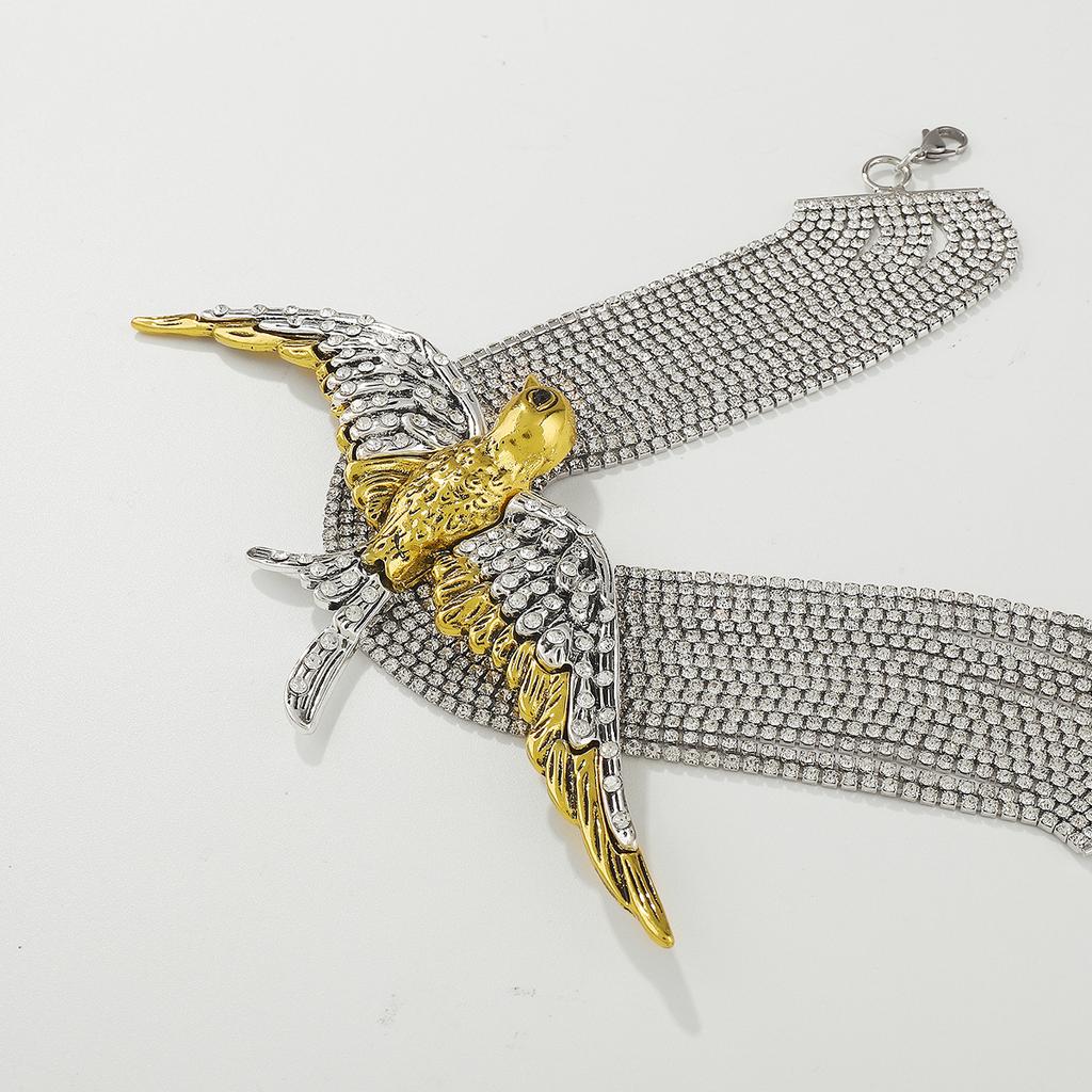 Tooxika Exaggerated Funky Flying Bird Swallow Multi-layer Stacking Full Diamonds Necklace Niche Vintage Temperament Spice Girl Necklace Women