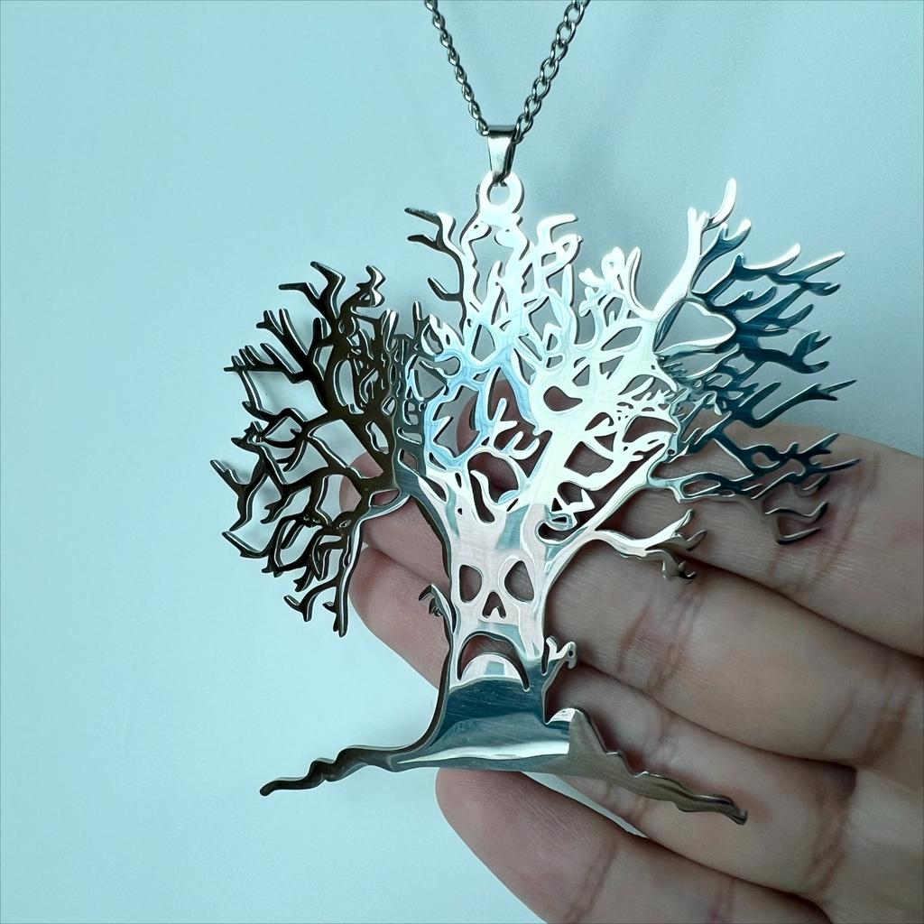 Nuova Collana Albero Spaventoso Moda Acciaio Inossidabile Albero della Vita Ciondolo Catena per Collo Gotico Hip Hop Cthulhu Gioielli di Halloween