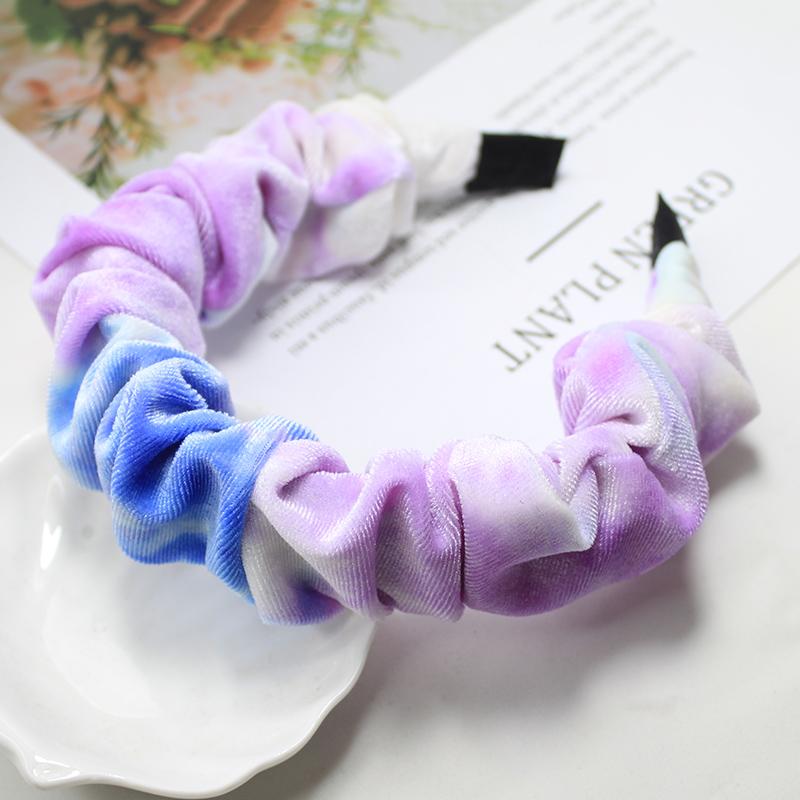 Lystrfac Solid Color Slik Padded Pleated Hairband for Women Fashion Scrunchy Headband Retro Hair Loop Female Hair Accessories