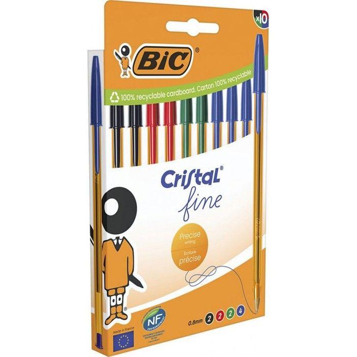 BIC Cristal Ballpoint Pen 0.8mm Assorted Set of 10 Pens