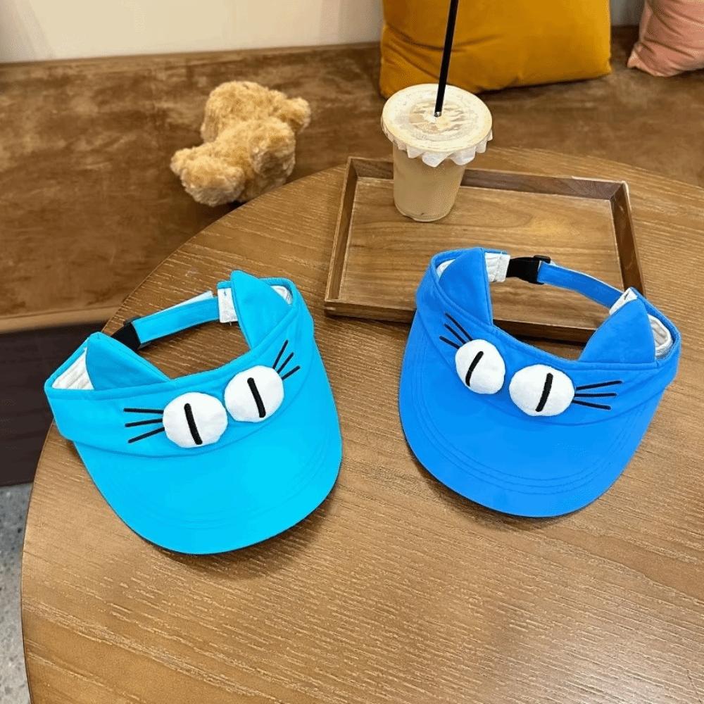 Big Eyes Cat Cat Ears Visor Cap Quick-drying Empty Top Cap Cute Sun Visor Women Summmer