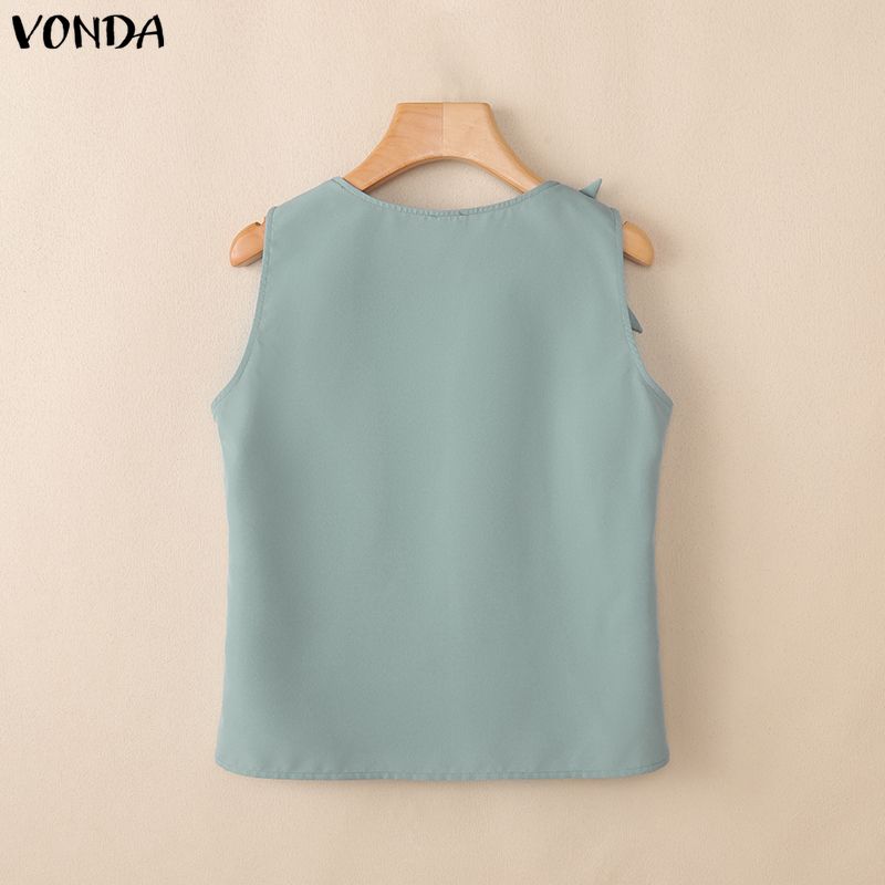 VONDA Canottiere Casual Eleganti da Donna Estive Senza Maniche con Nodo a Fiocco Blusa