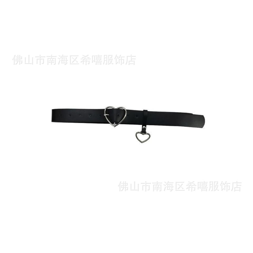Punk Decoration Small Love Pin Buckle Belt Women'S Heart Shape Student Belt Women'S Peach Heart Pendant