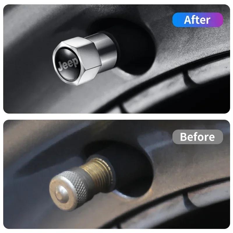 4Pcs Car Wheel Tire Valve Caps Tyre Stem Cover Bolt-In Accessories for Jeep Cherokee Patriot Liberty Wrangler JK JL Commander AKY1