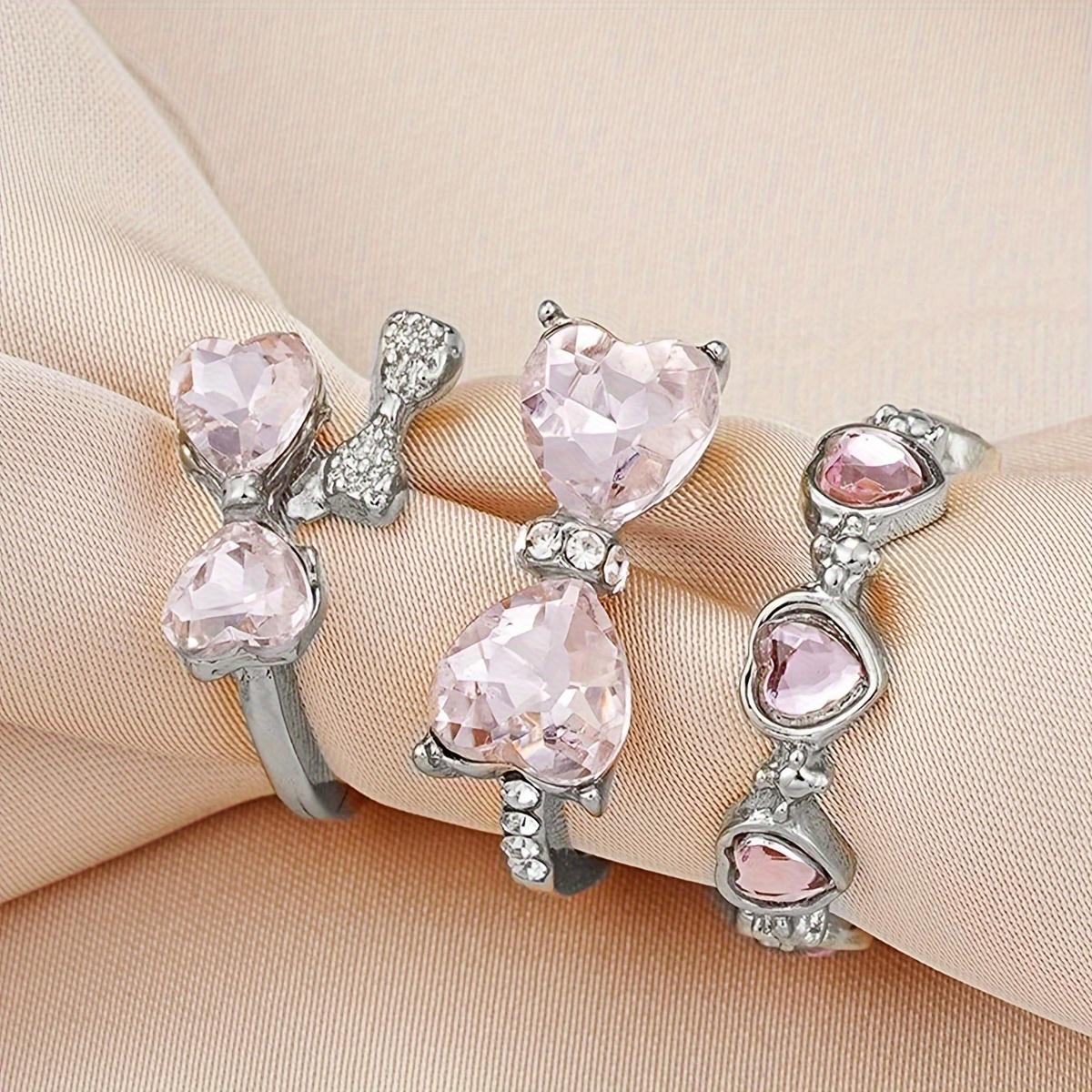 

3 Модные украшения Великолепный легкий роскошный многослойный набор Любовь Цветы Раскрывающееся кольцо Подходит для женщин для повседневной носки