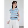 VICTORIA&VERA Women's Striped Sailor Collar Knit Top