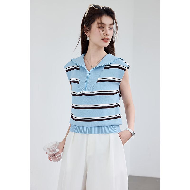 VICTORIA&VERA Women's Striped Sailor Collar Knit Top