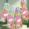 1PC Get Day Pink Bear Print 750ml Color Plastic Sports Water Bottle Leakproof Flip Straw Lid Suitable for Sports Office Home Use