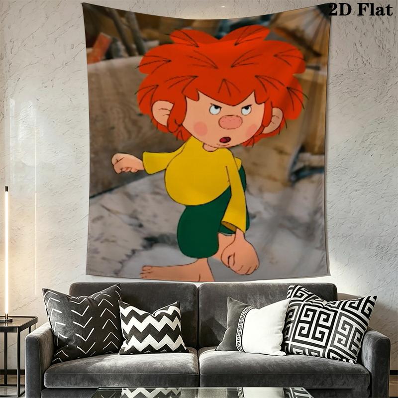 Meister Eder Und Sein Pumuckl Wall Tapestry Aesthetic Wall Hanging Printed Fabric Blanket Decorative Tapestries for Bedroom Living Room Home Decor