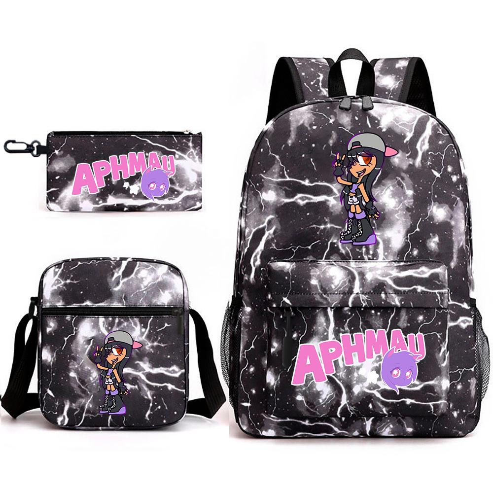 

Game Merchandise Aphmau Student Bag Cartoon Backpack Pencil Case Shoulder Bag Three-Piece Set Three piece set
