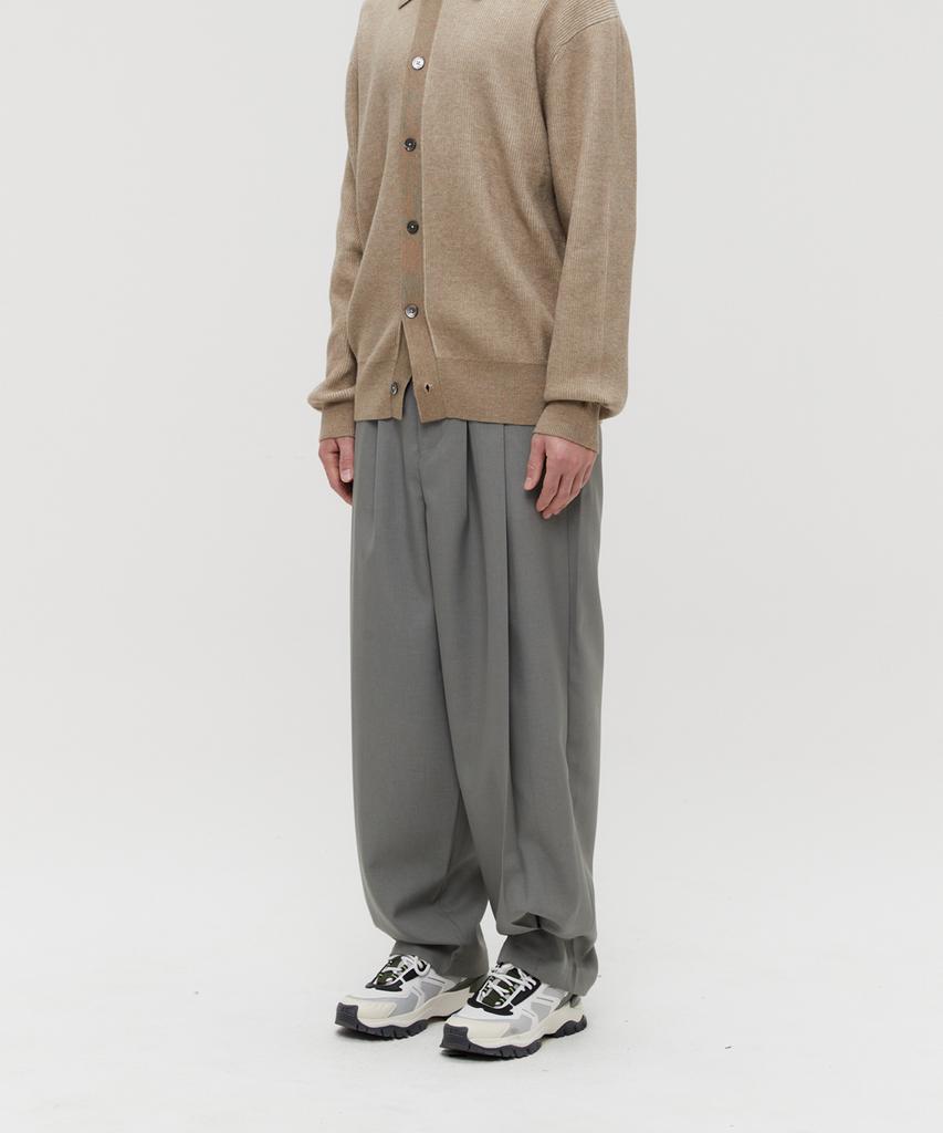 Le Mad Semi-Balloon Double-Pleat Pants - Khaki Gray
