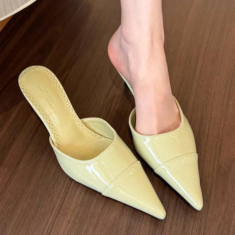 

New Fashion Pointed Tip High Heel Slippers Women s Summer Sandals Retro Outdoor Slippers for Women Zapatos De Mujer Slides Women 35 світло-зелений колір