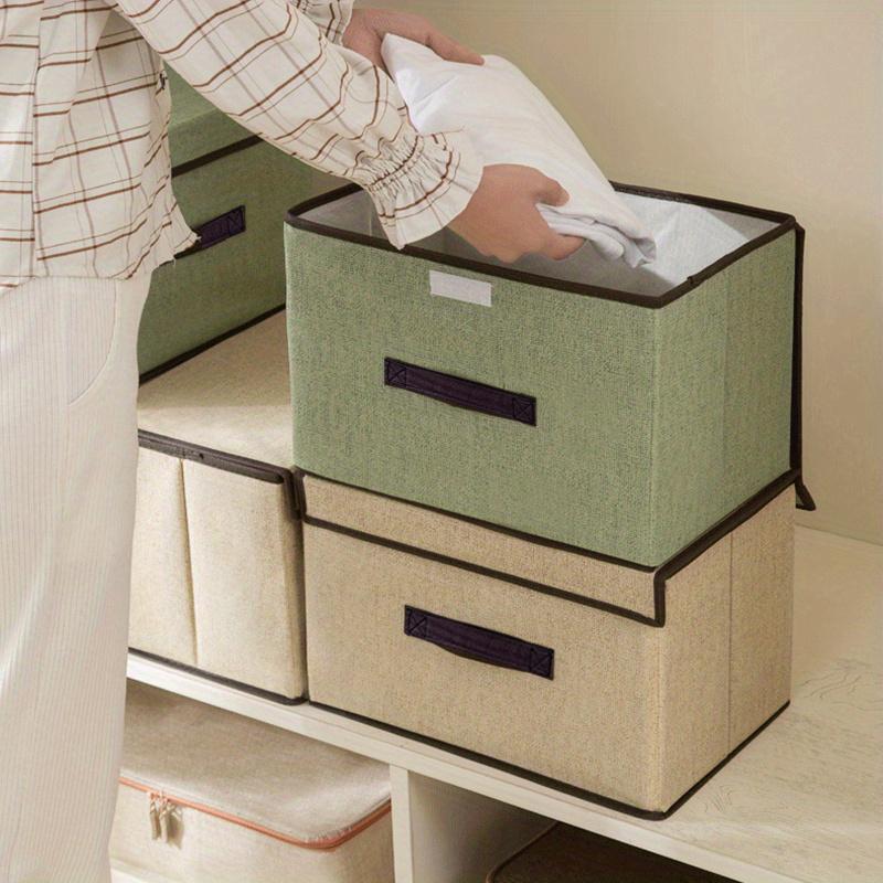 1 unidad Caja de almacenamiento multiusos con tapa para armario, ropa, libros, cosméticos, juguetes Caja de almacenamiento no tejida a prueba de polvo