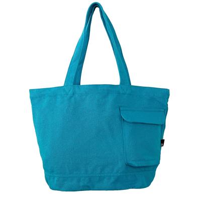 3066 Round Bottom Plain Large Capacity Tote Bag SN Medium Recycled Cotton [Rootote] (Turquoise)