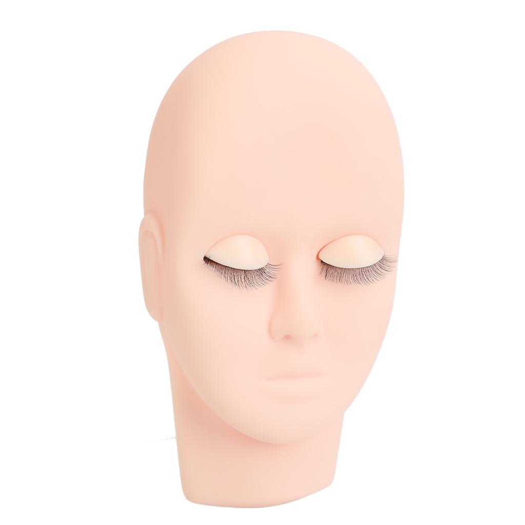 Lash Mannequin Head Makeup Eyelash Extension Practice Doll Head with 3 Pairs Removable Eyelids Double Layer Lashes