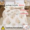 3PC Brown Leaf Duvet Cover Set 100%Polyester 1Duvet Cover 2Pillowcases No Padding Queen/King Size Minimalist Flowers Four Season